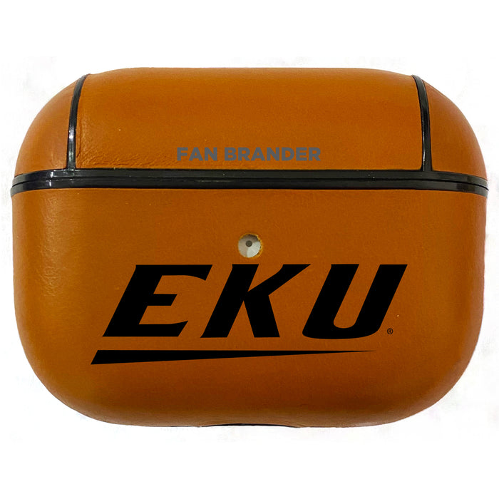 Fan Brander Tan Leatherette Apple AirPod Pro case with Eastern Kentucky Colonels Black Primary Logo