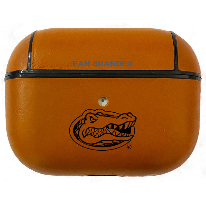 Fan Brander Tan Leatherette Apple AirPod Pro case with Florida Gators Black Primary Logo