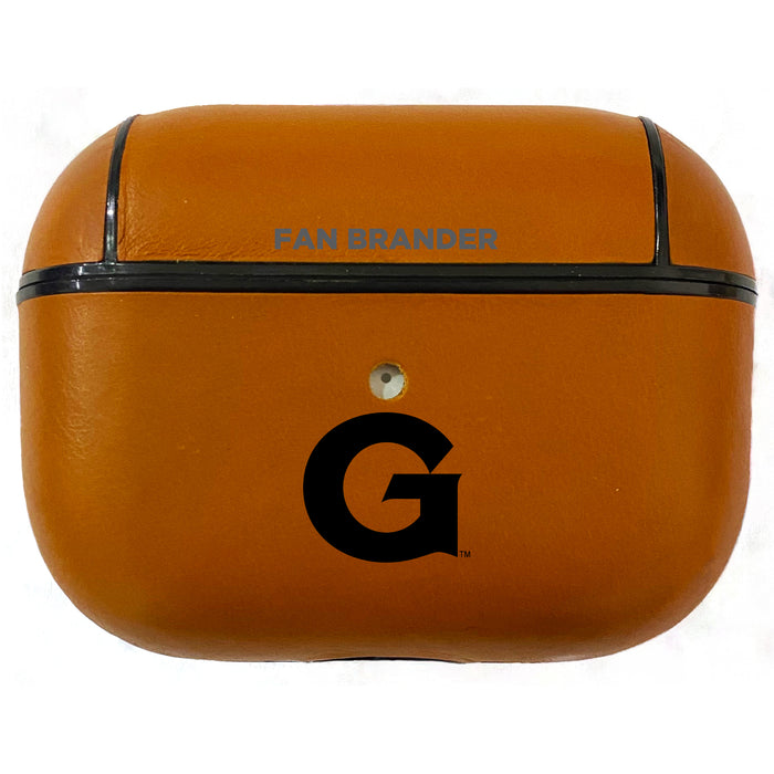 Fan Brander Tan Leatherette Apple AirPod Pro case with Georgetown Hoyas Black Primary Logo