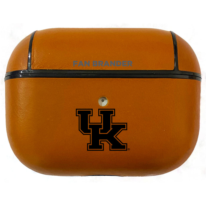 Fan Brander Tan Leatherette Apple AirPod Pro case with Kentucky Wildcats Black Primary Logo