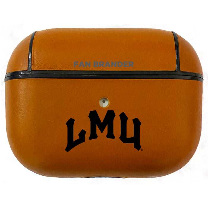 Fan Brander Tan Leatherette Apple AirPod Pro case with Loyola Marymount University Lions Black Primary Logo