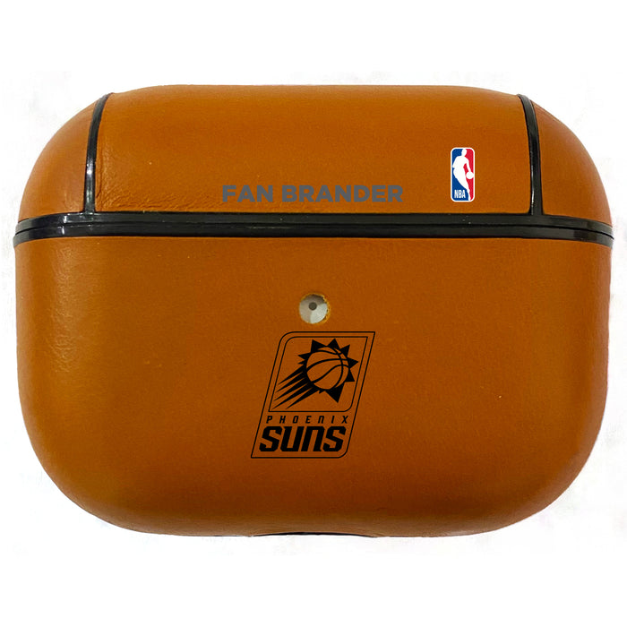 Fan Brander Tan Leatherette Apple AirPod Pro case with Phoenix Suns Black Primary Logo