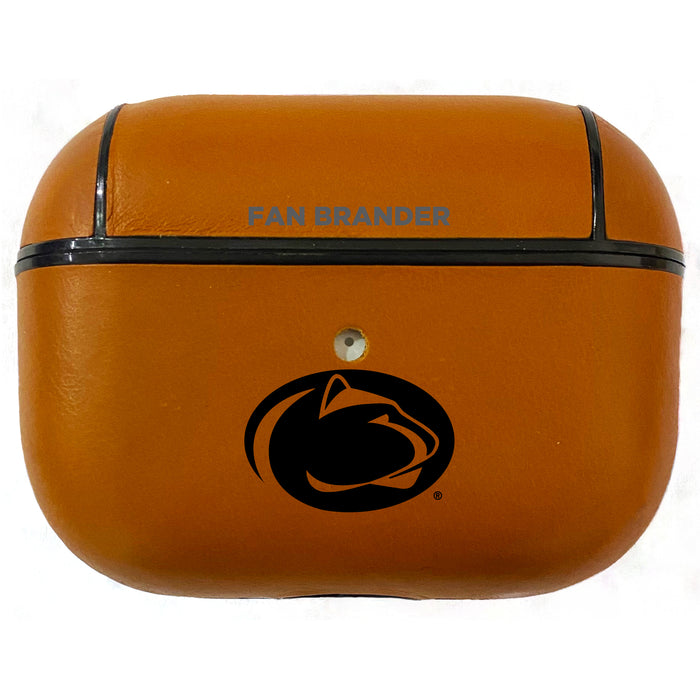 Fan Brander Tan Leatherette Apple AirPod Pro case with Penn State Nittany Lions Black Primary Logo