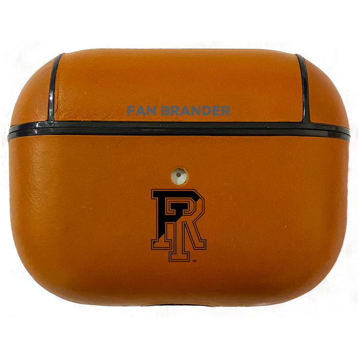 Fan Brander Tan Leatherette Apple AirPod Pro case with Rhode Island Rams Black Primary Logo