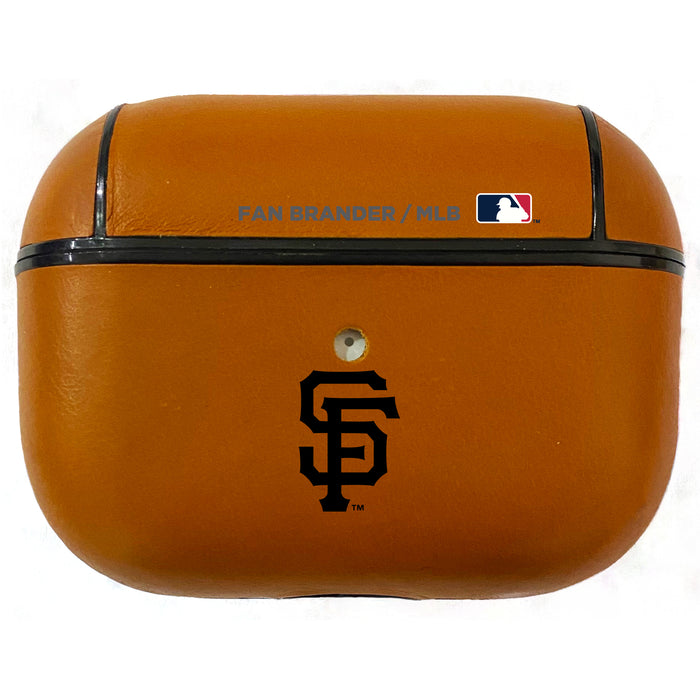 Fan Brander Tan Leatherette Apple AirPod Pro case with San Francisco Giants Black Primary Logo