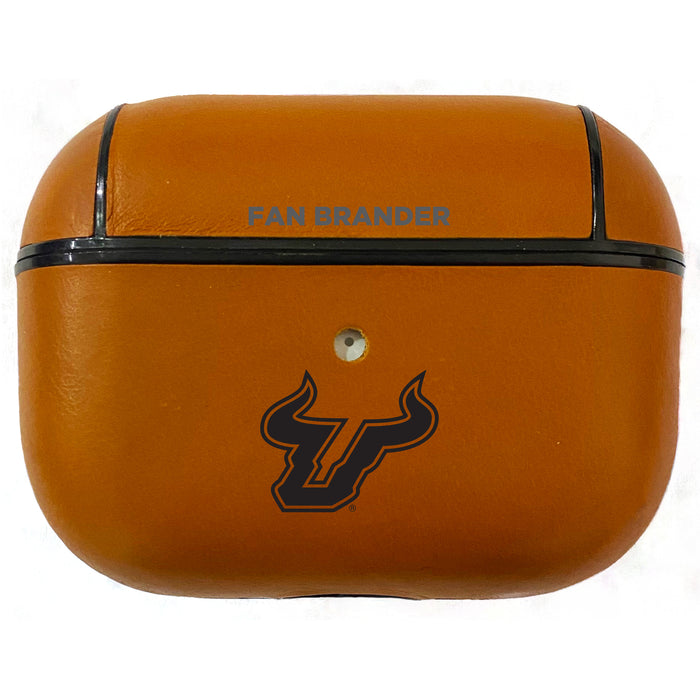 Fan Brander Tan Leatherette Apple AirPod Pro case with South Florida Bulls Black Primary Logo