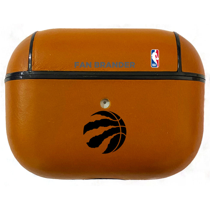 Fan Brander Tan Leatherette Apple AirPod Pro case with Toronto Raptors Black Primary Logo