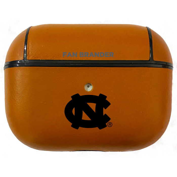 Fan Brander Tan Leatherette Apple AirPod Pro case with UNC Tar Heels Black Primary Logo