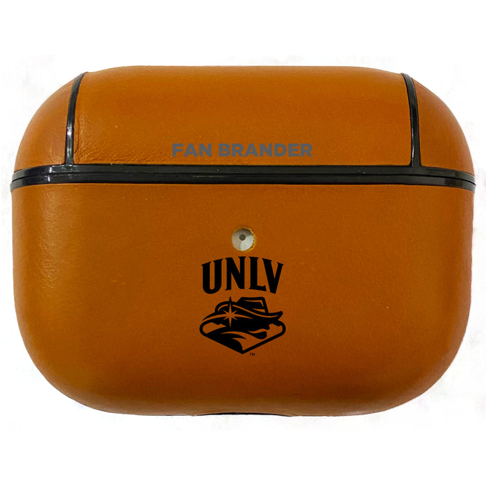 Fan Brander Tan Leatherette Apple AirPod Pro case with UNLV Rebels Black Primary Logo