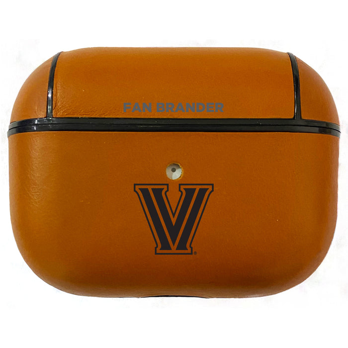 Fan Brander Tan Leatherette Apple AirPod Pro case with Villanova University Black Primary Logo