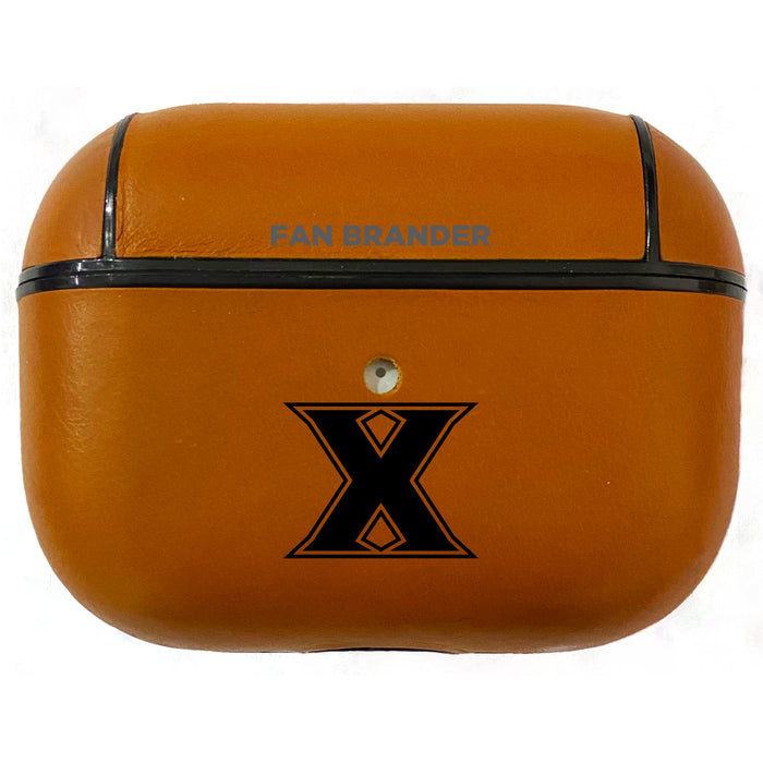 Fan Brander Tan Leatherette Apple AirPod Pro case with Xavier Musketeers Black Primary Logo