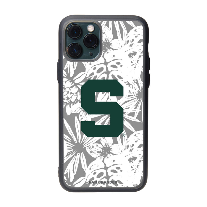 Fan Brander Slate series Phone case with Michigan State Spartans Block S with Team Color Hawain Pattern