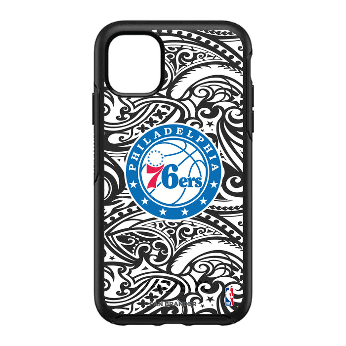 OtterBox Black Phone case with Philadelphia 76ers Primary Logo With Black Tribal