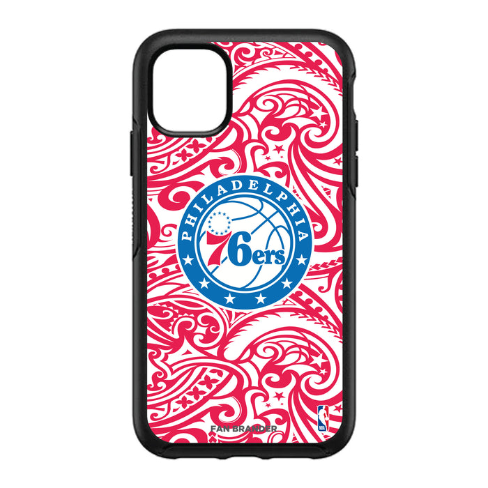 OtterBox Black Phone case with Philadelphia 76ers Primary Logo With Team Color Tribal Background