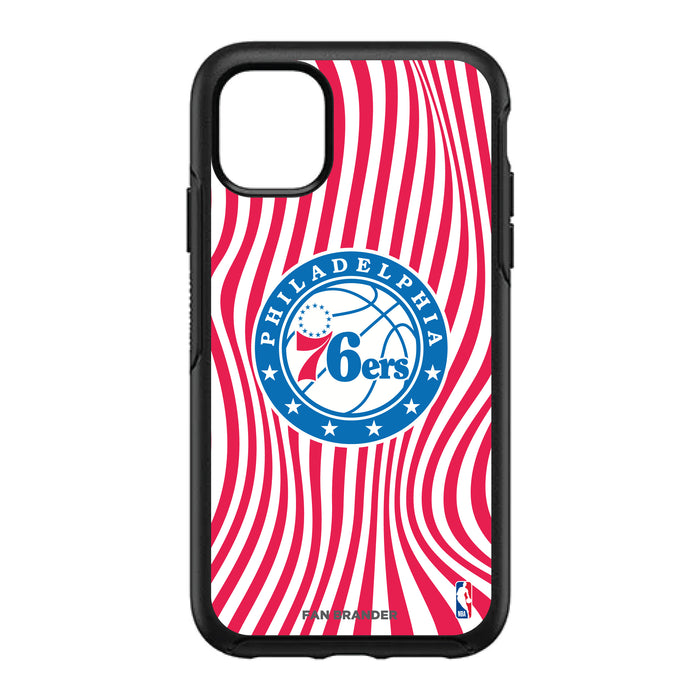 OtterBox Black Phone case with Philadelphia 76ers Primary Logo With Team Groovey Lines
