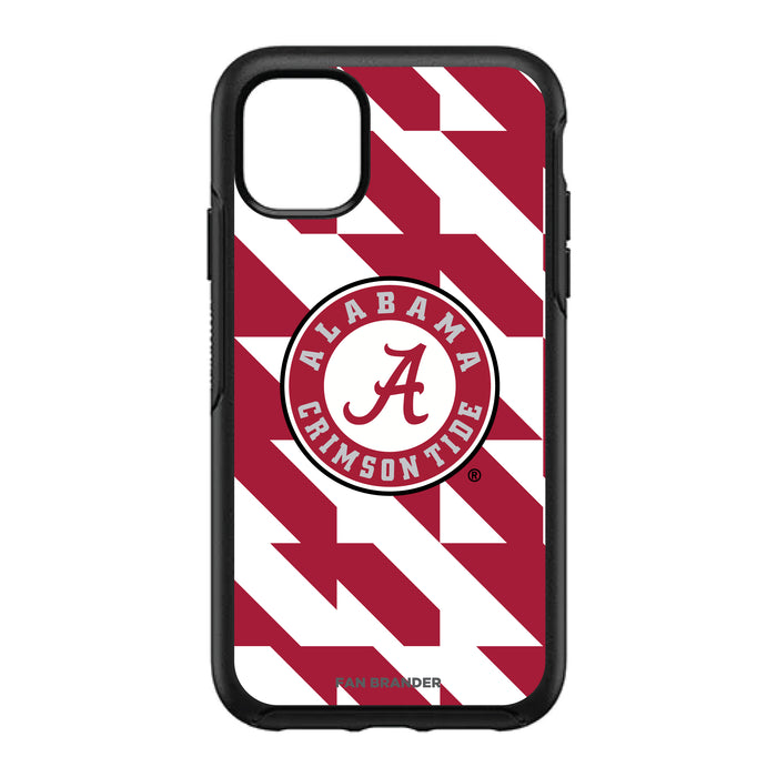 OtterBox Black Phone case with Alabama Crimson Tide Primary Logo on Geometric Quad Background