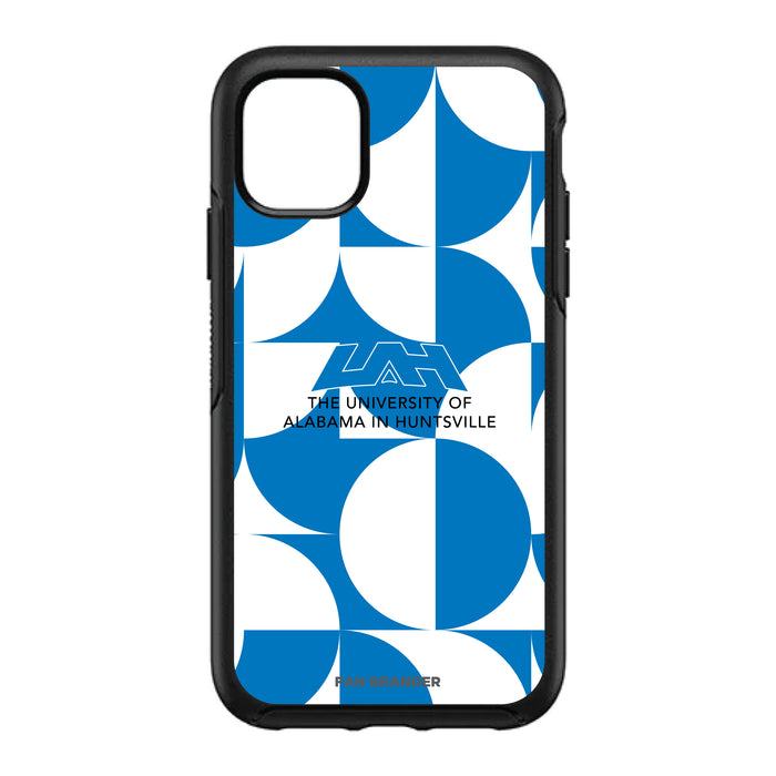 OtterBox Black Phone case with UAH Chargers Primary Logo on Geometric Circle Background