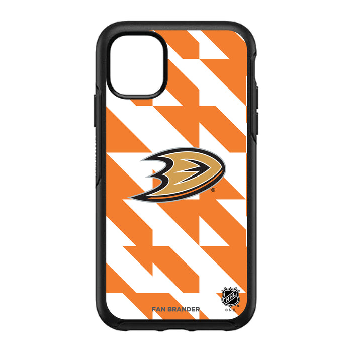 OtterBox Black Phone case with Anaheim Ducks Primary Logo on Geometric Quad Background