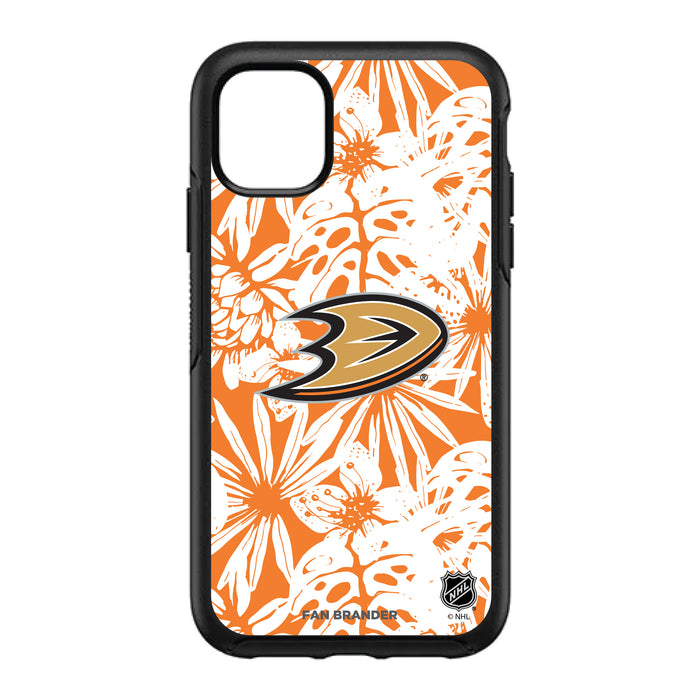 OtterBox Black Phone case with Anaheim Ducks Primary Logo With Team Color Hawain Pattern