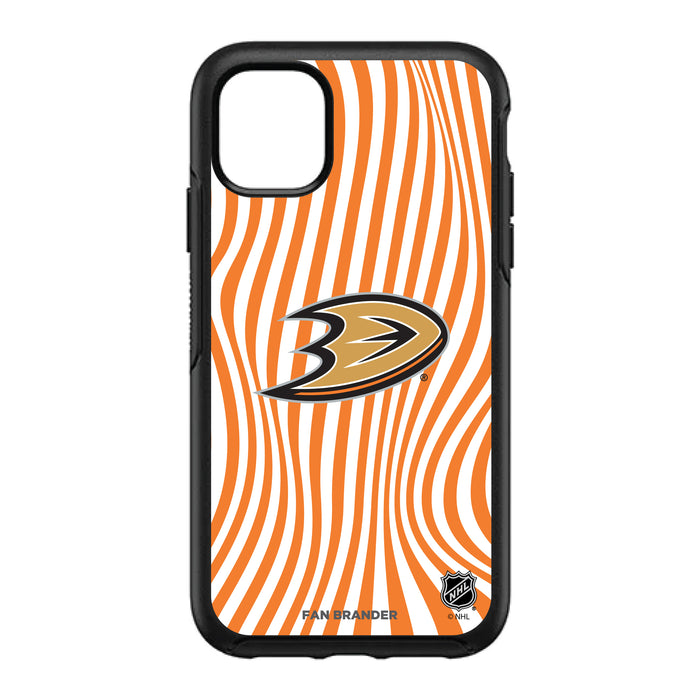 OtterBox Black Phone case with Anaheim Ducks Primary Logo With Team Groovey Lines