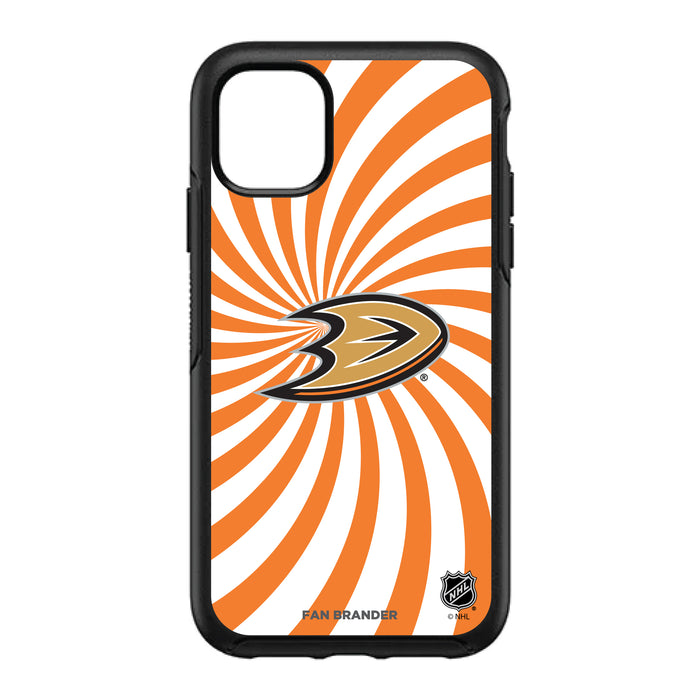OtterBox Black Phone case with Anaheim Ducks Primary Logo With Team Groovey Burst
