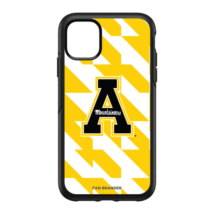 OtterBox Black Phone case with Appalachian State Mountaineers Primary Logo on Geometric Quad Background