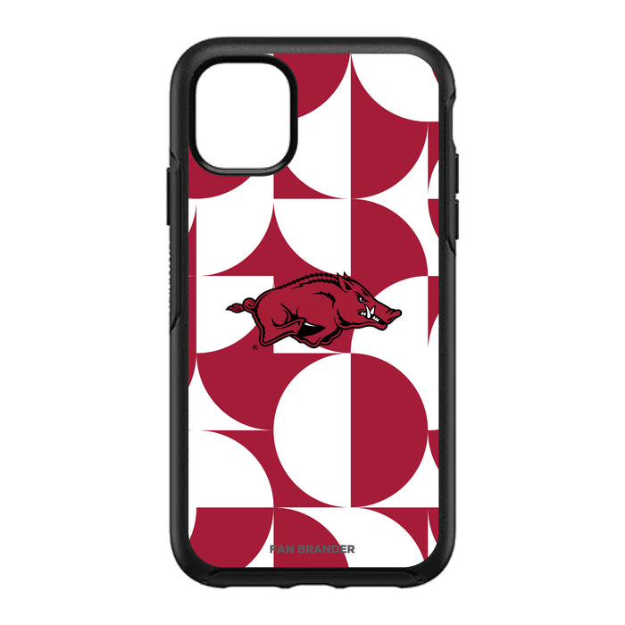 OtterBox Black Phone case with Arkansas Razorbacks Primary Logo on Geometric Circle Background