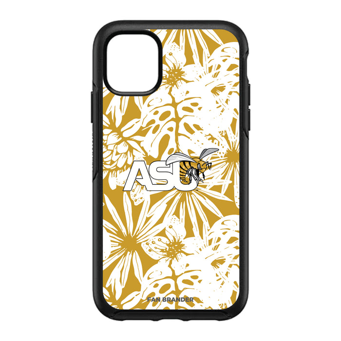 OtterBox Black Phone case with Alabama State Hornets Primary Logo With Team Color Hawain Pattern