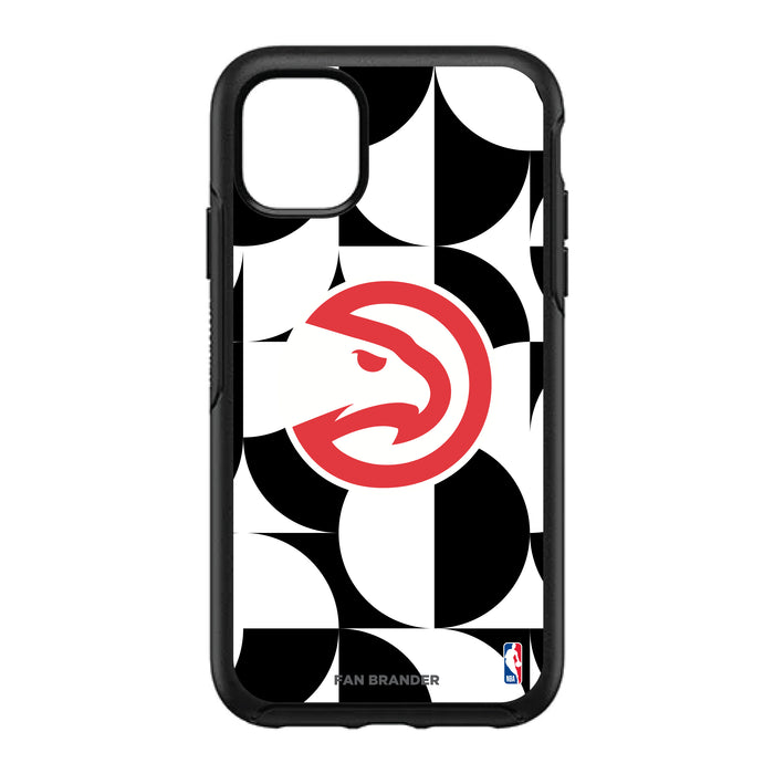 OtterBox Black Phone case with Atlanta Hawks Primary Logo on Geometric Circle Background