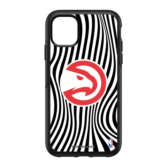OtterBox Black Phone case with Atlanta Hawks Primary Logo With Team Groovey Lines