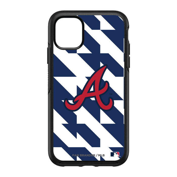 OtterBox Black Phone case with Atlanta Braves Primary Logo on Geometric Quads Background