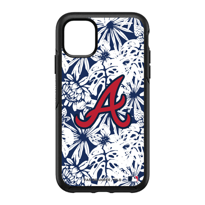 OtterBox Black Phone case with Atlanta Braves Primary Logo With Team Color Hawain Pattern