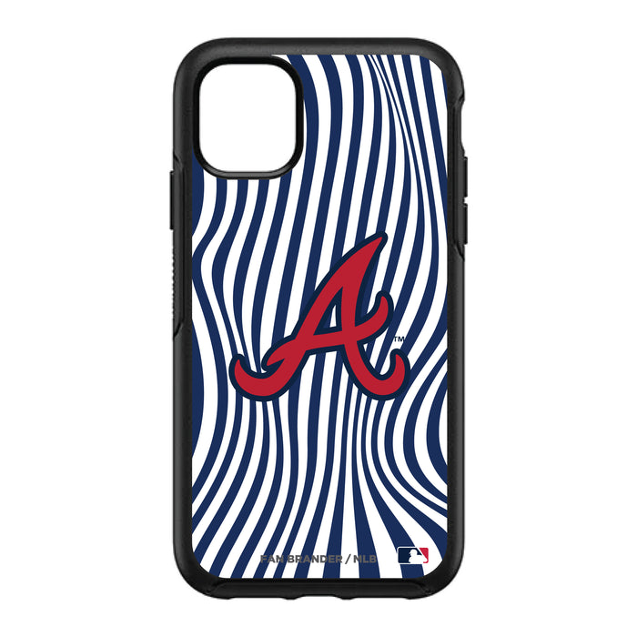 OtterBox Black Phone case with Atlanta Braves Primary Logo With Team Groovey Lines