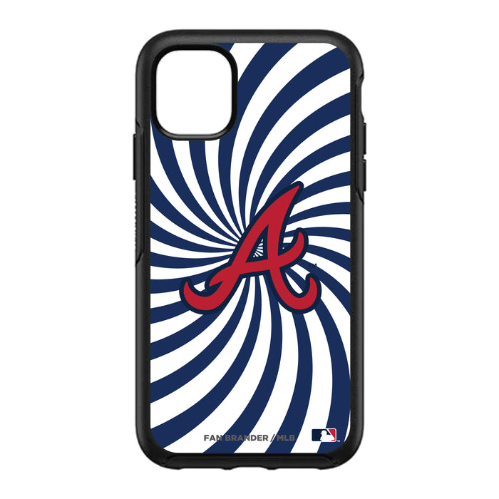 OtterBox Black Phone case with Atlanta Braves Primary Logo With Team Groovey Burst