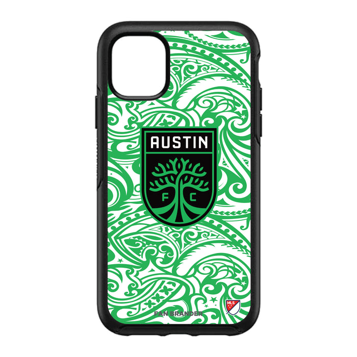 OtterBox Black Phone case with Austin FC Primary Logo With Team Color Tribal Background