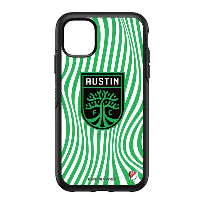 OtterBox Black Phone case with Austin FC Primary Logo With Team Groovey Lines