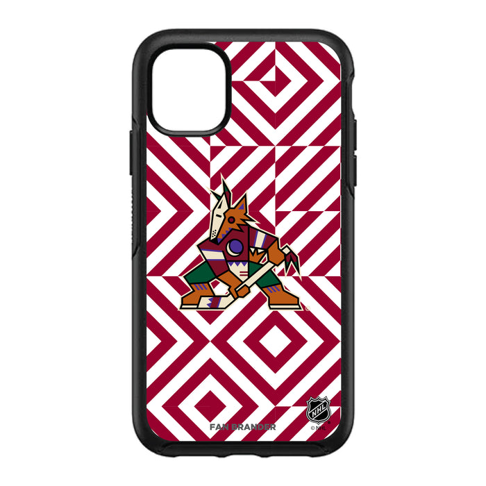 OtterBox Black Phone case with Arizona Coyotes Primary Logo on Geometric Diamonds Background