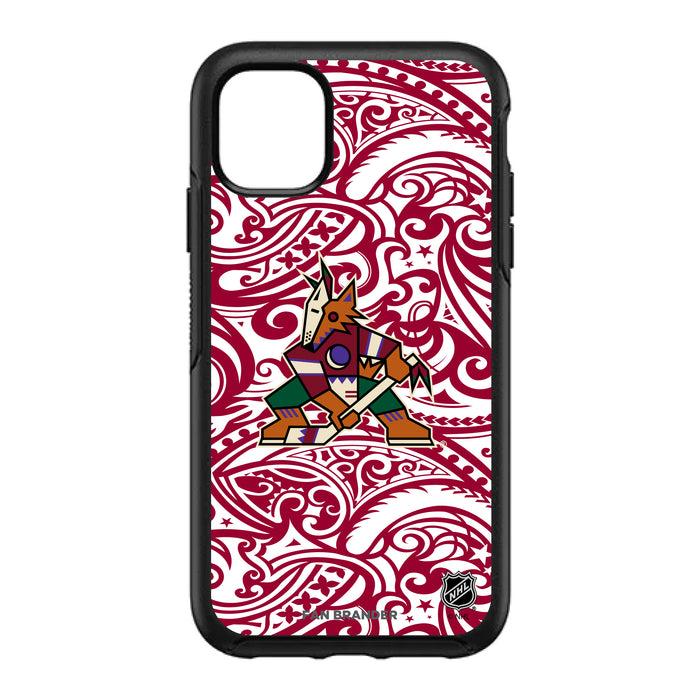 OtterBox Black Phone case with Arizona Coyotes Primary Logo With Team Color Tribal Background