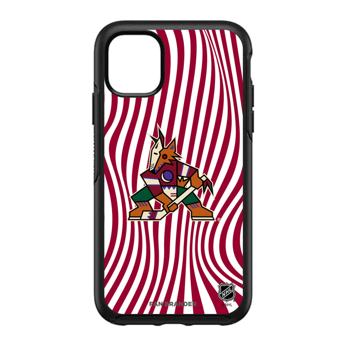 OtterBox Black Phone case with Arizona Coyotes Primary Logo With Team Groovey Lines