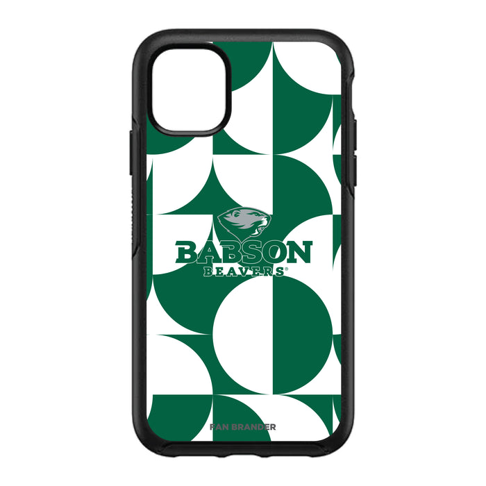 OtterBox Black Phone case with Babson University Primary Logo on Geometric Circle Background