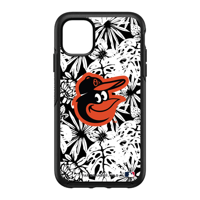 OtterBox Black Phone case with Baltimore Orioles Primary Logo With Team Color Hawain Pattern