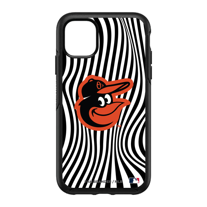 OtterBox Black Phone case with Baltimore Orioles Primary Logo With Team Groovey Lines