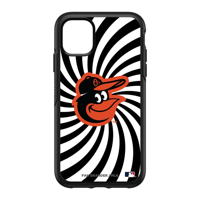 OtterBox Black Phone case with Baltimore Orioles Primary Logo With Team Groovey Burst