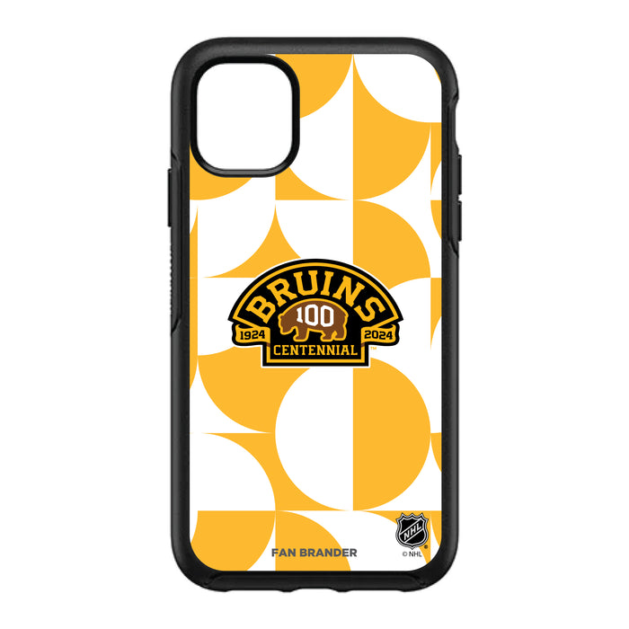 OtterBox Black Phone case with Boston Bruins Primary Logo on Geometric Circle Background