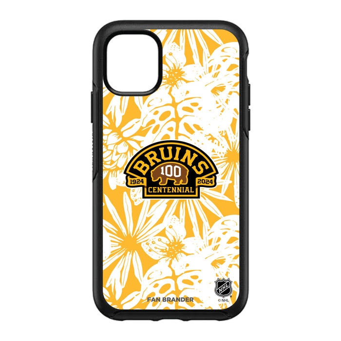 OtterBox Black Phone case with Boston Bruins Primary Logo With Team Color Hawain Pattern
