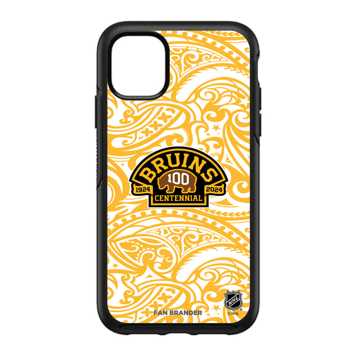 OtterBox Black Phone case with Boston Bruins Primary Logo With Team Color Tribal Background