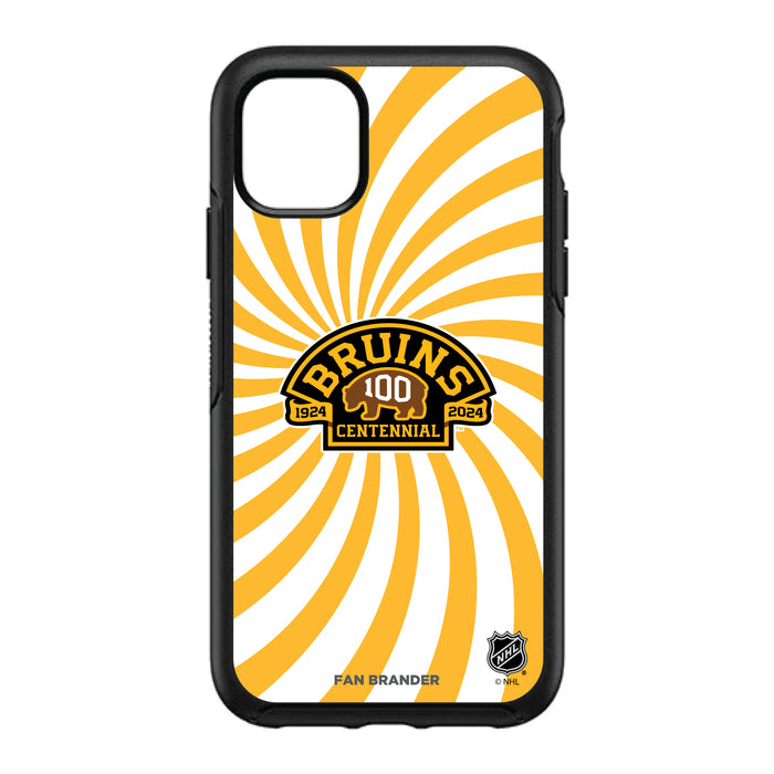 OtterBox Black Phone case with Boston Bruins Primary Logo With Team Groovey Burst