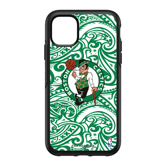 OtterBox Black Phone case with Boston Celtics Primary Logo With Team Color Tribal Background