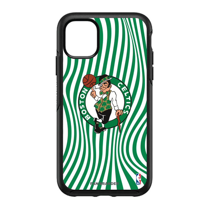 OtterBox Black Phone case with Boston Celtics Primary Logo With Team Groovey Lines