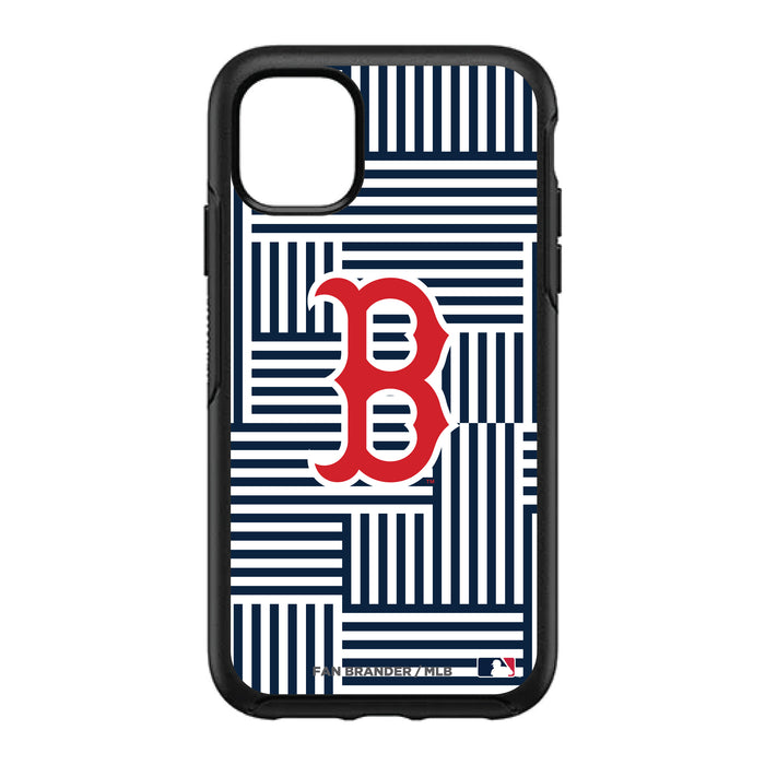 OtterBox Black Phone case with Boston Red Sox Primary Logo on Geometric Lines Background